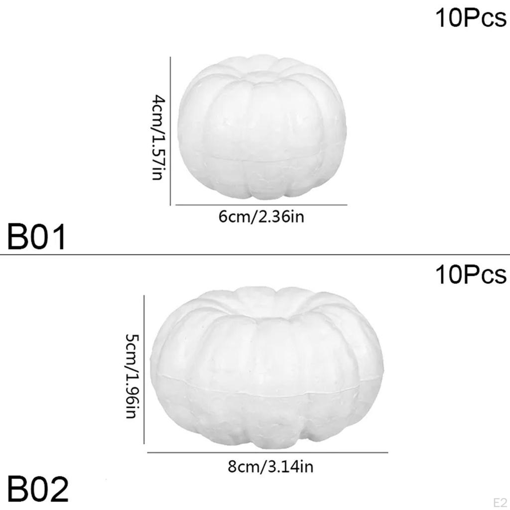 3x White Foam Pumpkins Artificial Handcraft Ornament Kid Crafts for Halloween Wedding