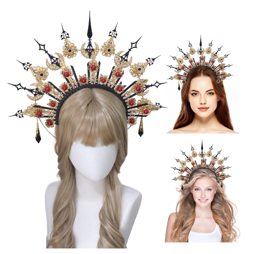 Mother of God Tiaras Crown Hairhoop Craft Bag Elegant Masquerade Cosplay Headband Women Church Headband Crownpiece Kits