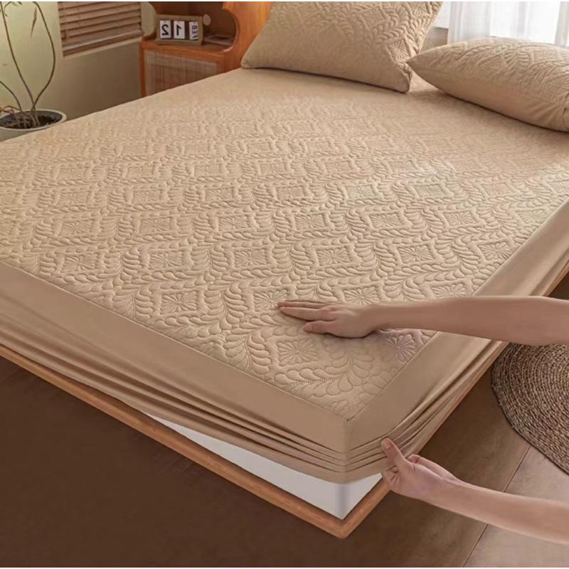 Solid Color Quilted Waterproof Bed Sheet - Thick Brushed Simmons Protective Cover for Home Use