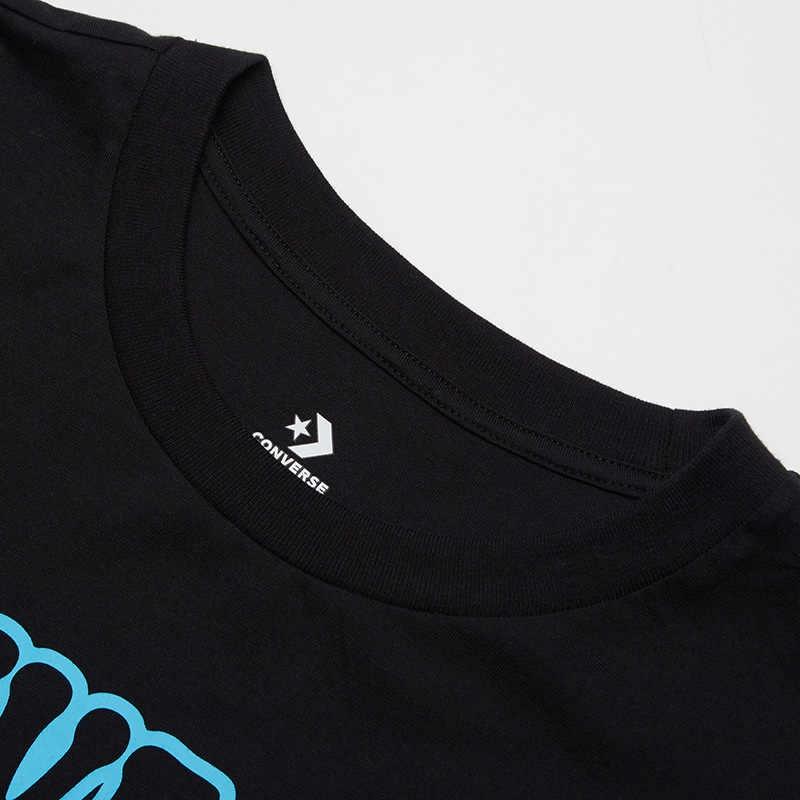 Converse T Shirts Women's Black Crew Neck Moderate 10017795-A02