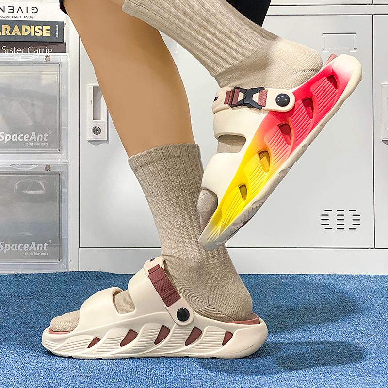Fashion Men's Casual Slippers Summer New Soft-sole Non-slip Beach Shoe Fashion Breathable Dual-use Sandals Classic Youth Sports Slippers