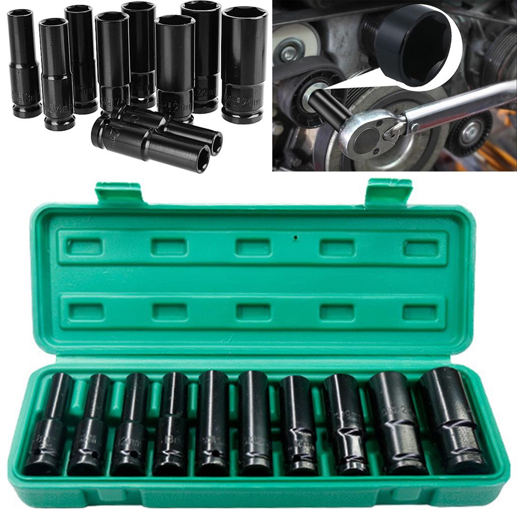 1/2 inch Drive Deep Impact Socket Set Heavy Metric Garage Tool For Wrench Adapter Hand Tool Set