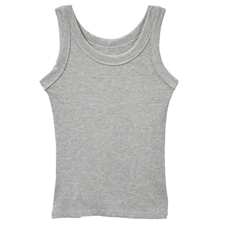 Women's White Round Neck Camisole Vest: Sleeveless, Underarm Coverage, Versatile and Casual