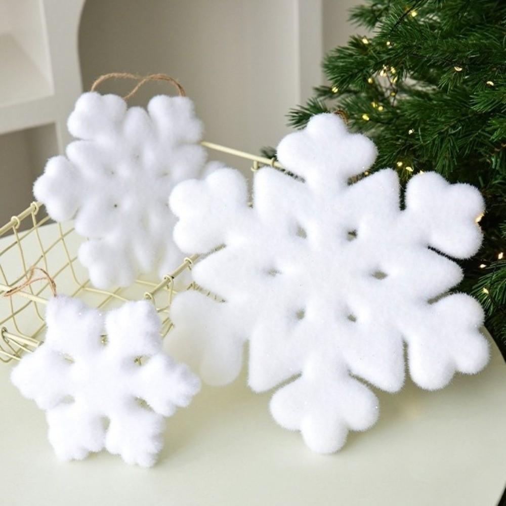 Simulation Christmas Snowflake Pendant Flocking Christmas Tree Decoration Winter Holiday