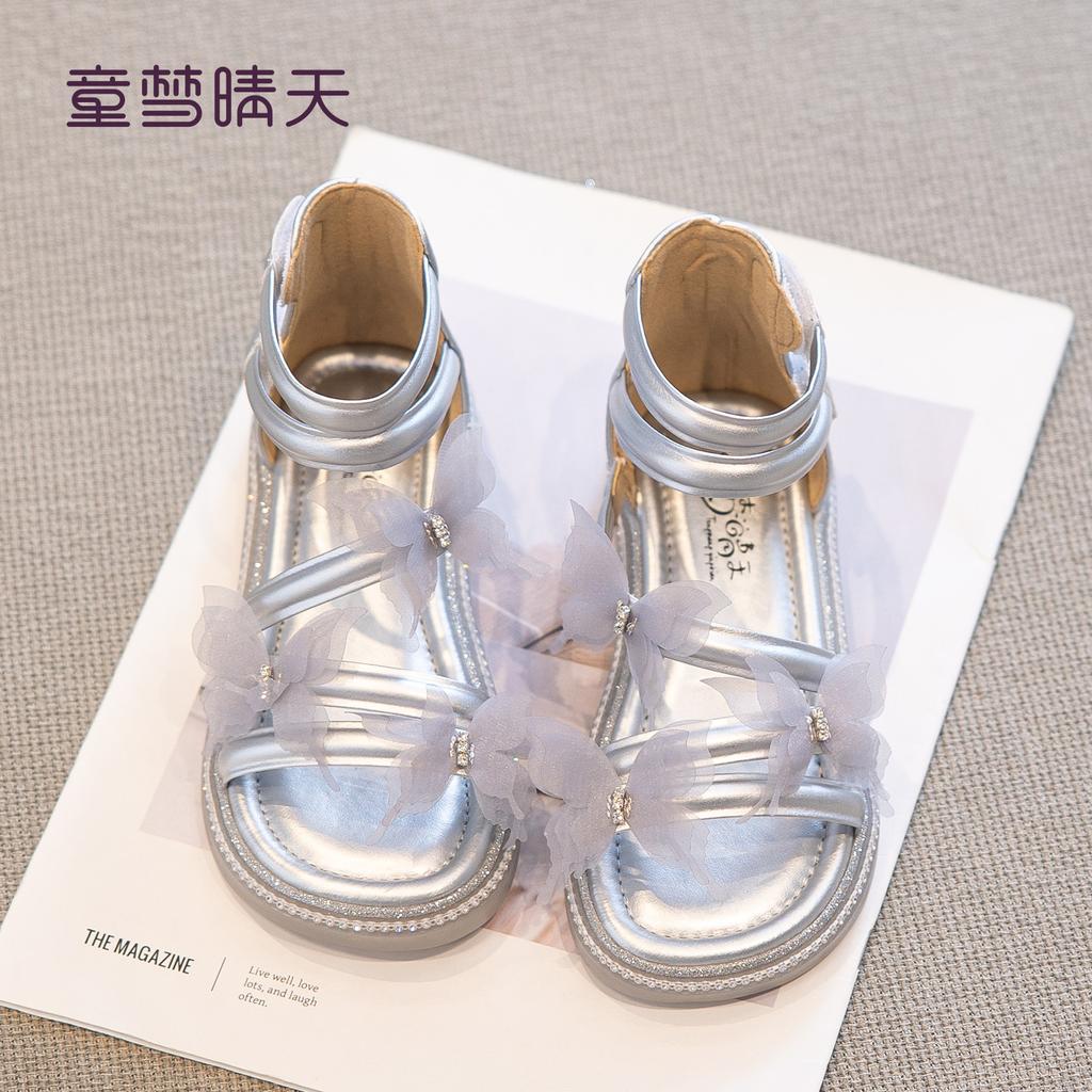 Größe 26-37, Mädchensandalen 2025 Sommer neue Schleife High-Top Römische Sandalen mit offenen Zehen Mädchen Prinzessinnenschuhe