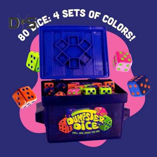 Dumpster Dice Board Game 4-Player Interactive Fast-Paced Family Dice Game Travel Parties Game Night Dice Game with Dumpster 80 Dice Graffiti Stickers