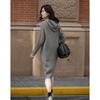 Demana Women's Korean Style Hooded Cable Knit Mid-length Dress