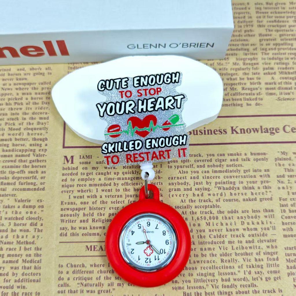 Shiny Cartoon Nurse & Doctor Badge Reel with Retractable PVC Pocket Watch Clip