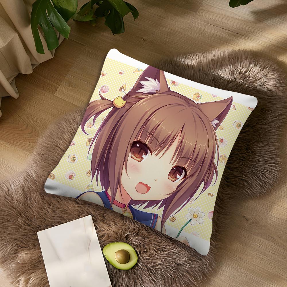 Cat Girl Cute N-Nekopara Chocola cushion For Bedroom Car Coffee Shop Room Soft and Living Room Sofa Decorative Pillow Cover Case