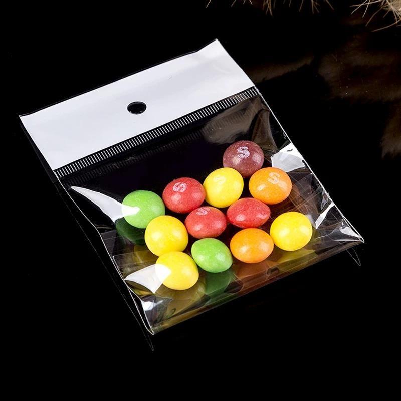 Transparent Self-adhesive Bags Disposable Plastic Bag with Hanging Hole Suitable for Packaging Badges Jewelry and Glass Paper Transparent Pouch