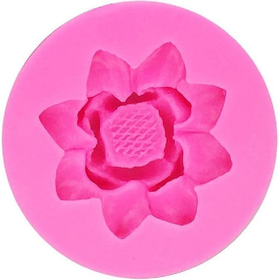 Pink 3D Flower Lotus Silicone Mold for DIY Cupcake Cake Topper Decoration Jelly Shots Fondant Mold Crystal Handmade Ice Cream Soap Mould Candy Making
