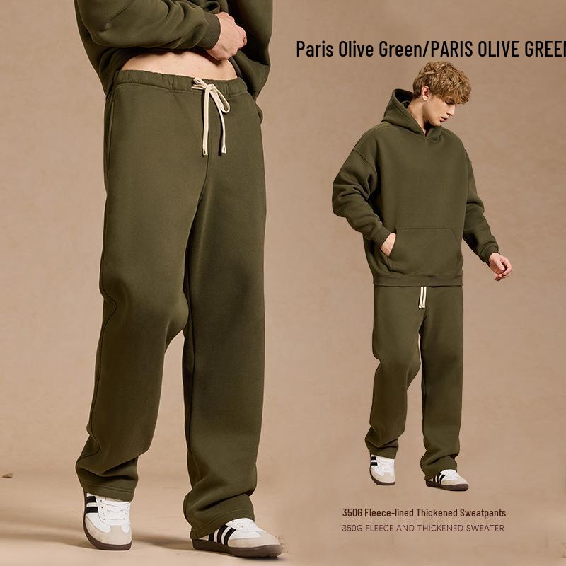 2025 A/W Men's Oversized Hoodie & Sweatpants Set: Trendy Loose Plus Velvet, Thickened and Comfortable
