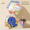 Children's Safety Cartoon Umbrella with Black Glue, Reflective Edging, and Crook Handle