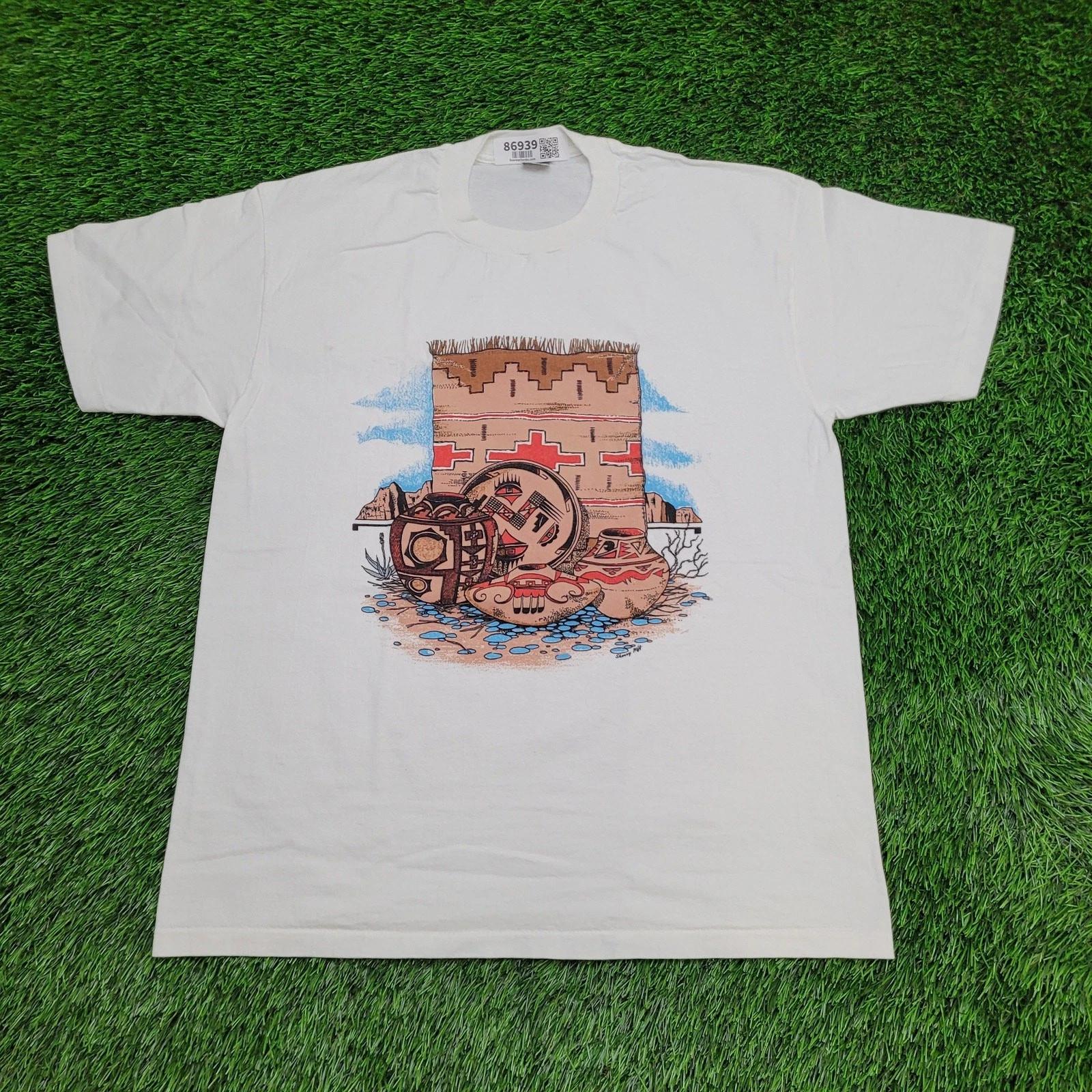 Vintage 80s Native-American Pottery Shirt Large 22x29 USA XL