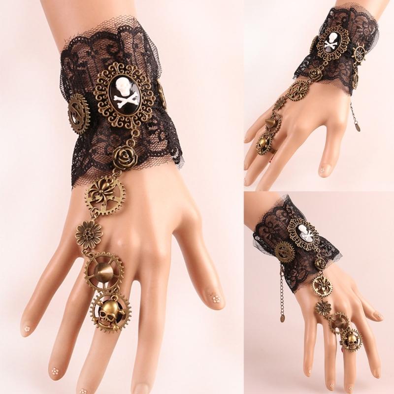 Gothic Gloves Victorian Pirate Wristband DanceParty Gloves Lady Cool Accessories