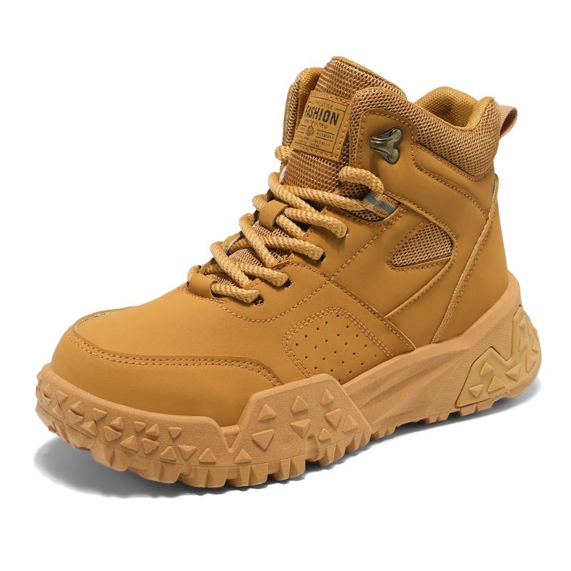 Trendy Thick Soled Sports Lace Up Comfortable Warm Ankle Boots Mens Shoes Outdoor Boots Autumn Winter Retro Workwear Shoes