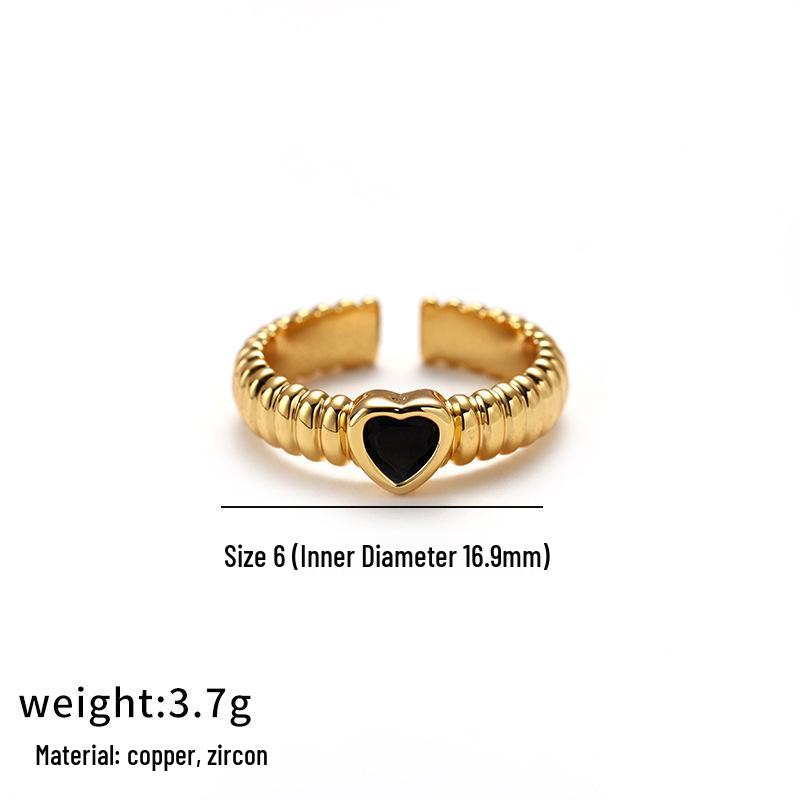 Elegant Black Heart Handmade Enamel Ring – Simple, Classic, and Unique