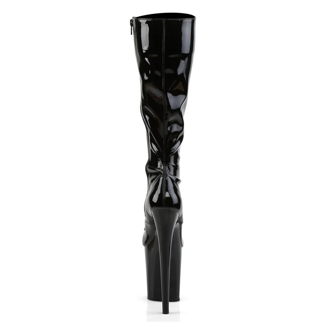 20Cm Front Lace-up Stiletto High-heeled Boots, Patent Leather High-heeled Boots, Pole Dancing Shoes