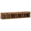 TV Cabinet Set with LED Light Strips 6 pcs Reclaimed Wood Effect Particleboard