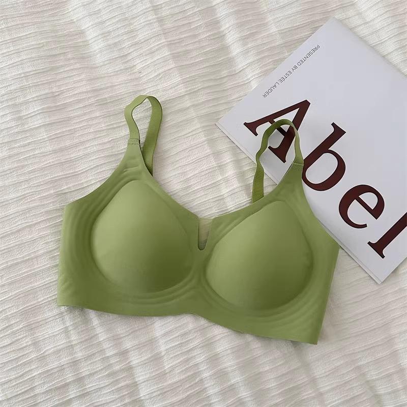 Milk leather seamless underwear women's thin big breasts show small breasts gather and close secondary breasts to prevent sagging jelly lift