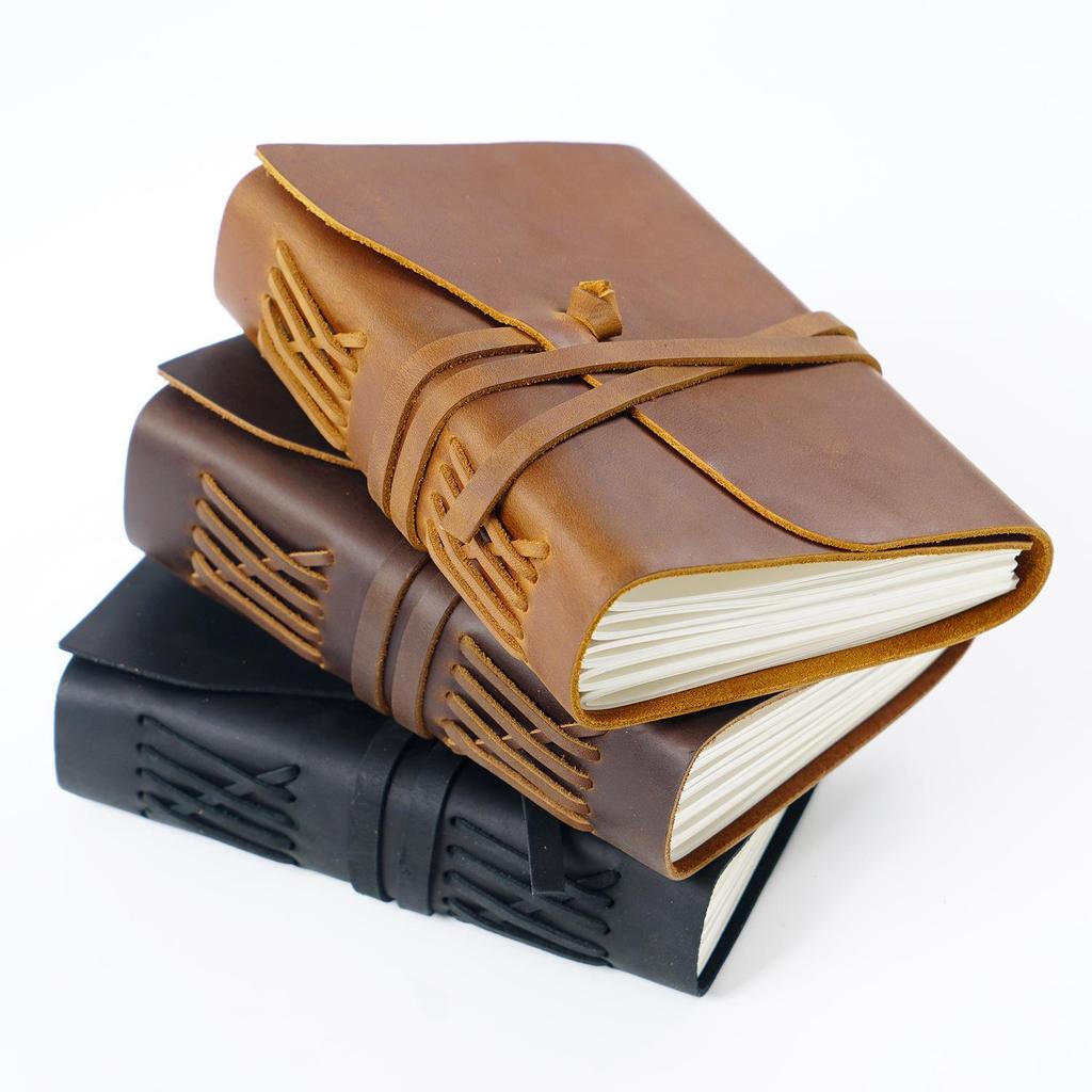Crazy Horse Leather Loose-Leaf Notebook: Genuine Cowhide Diary In Retro Style