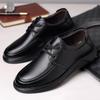 2024 Autumn New Men's Business Casual Leather Shoes Men's Soft Leather Soft Bottom Round Head Lace-up Single Shoes Cotton Leather Shoes 7709