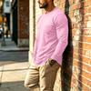 Men's Casual Long Sleeve Round Neck T-Shirt with Pocket for Everyday Wear