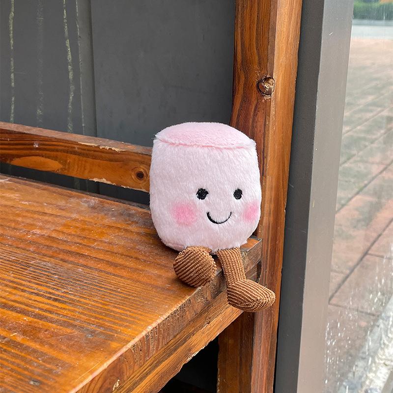 Roztomilá dvoubarevná plyšová hračka marshmallow přívěsek na klíče kreslená měkká vycpaná panenka přívěsek kroužek na klíče od auta dekorace na batoh dárek pro dítě