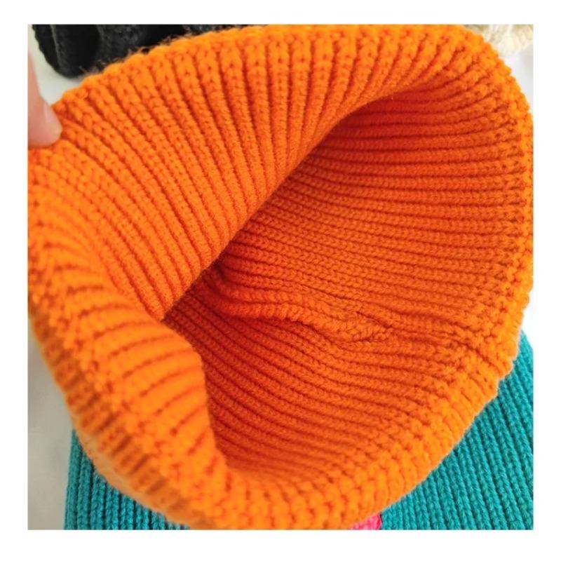 Chapeau d'hiver simple multicolore avec grande lettre C pour femme, bonnet unisexe d'hiver, casquette d'extérieur épaisse et chaude, style hip-hop, sport, ski, tricoté