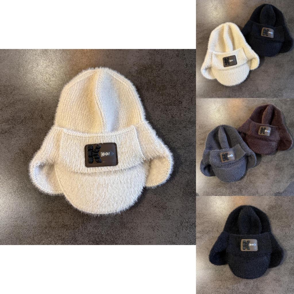 Mens Warm Fleece Beanie With Alphabet Embroidery And High Top Style For Winter Fashion