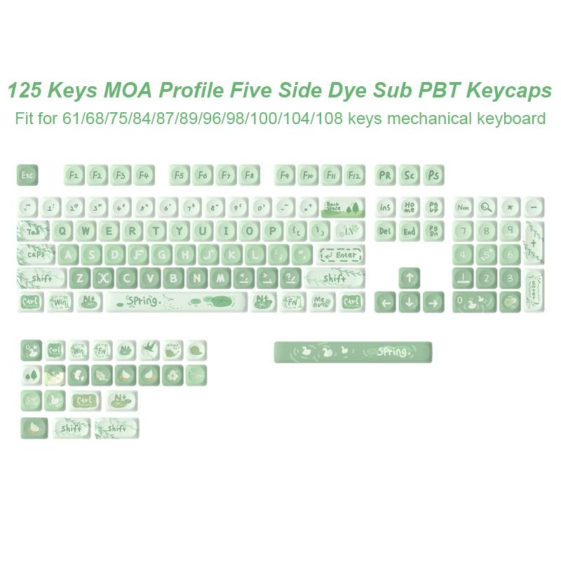 130 Keys Blue Dream Five Sided Dye Sublimation Keycaps MOA Profile PBT Keycaps for Cherry MX Switch Mechanical Gaming Keyboard