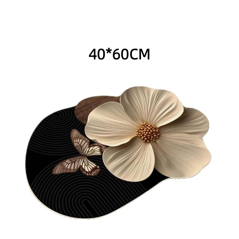 Flower Shaped Diatomite Floor Mat Fast Absorbent Non Slip Easy Clean For Bathroom Kitchen Entryway Use