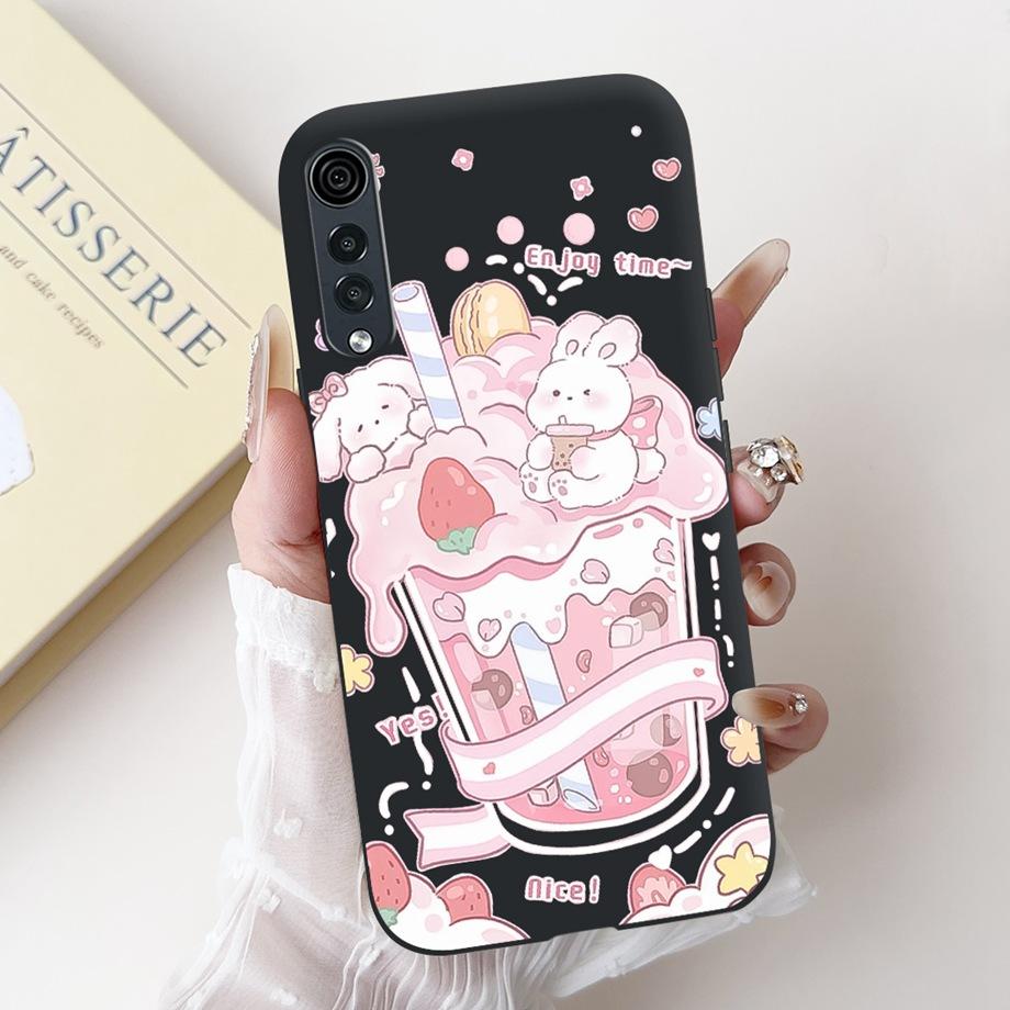 For LG Velvet 4G 5G UW Phone Case Velvet LM-G900 Back Cover Soft Matte Silicone Slim Fundas Lovely Panda Rabbit Flower Cartoon