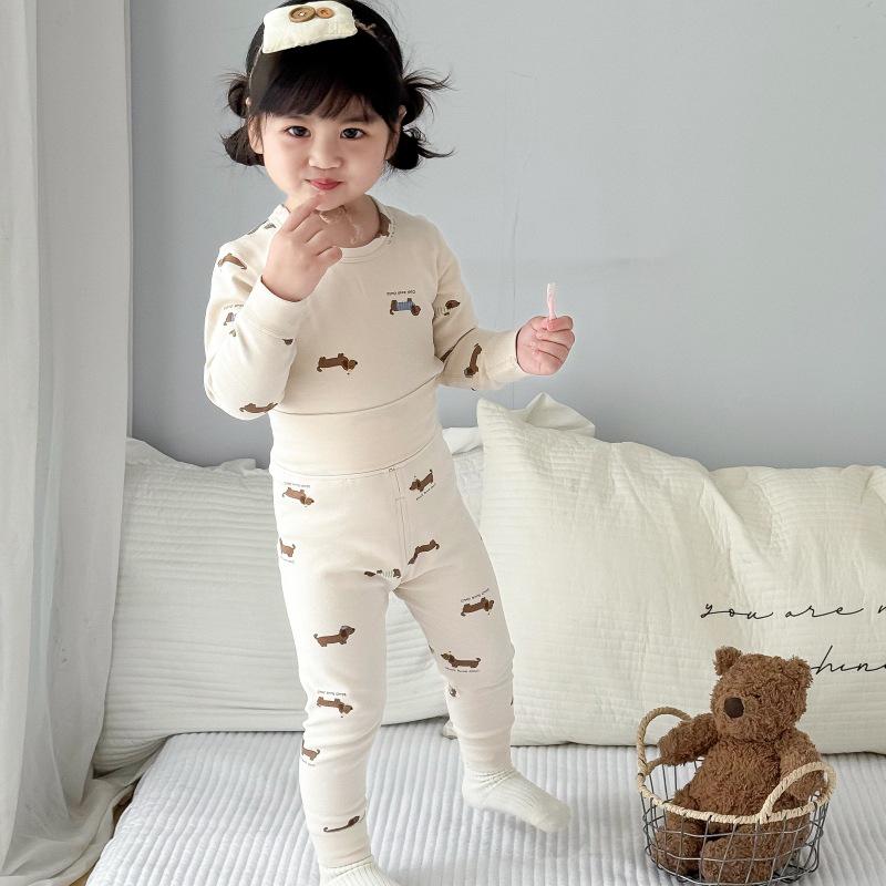 25 Style Baby High-Waisted Cotton Underwear Set for Boys & Girls - Belly Protection, Seamless, Warm Autumn/Winter Homewear