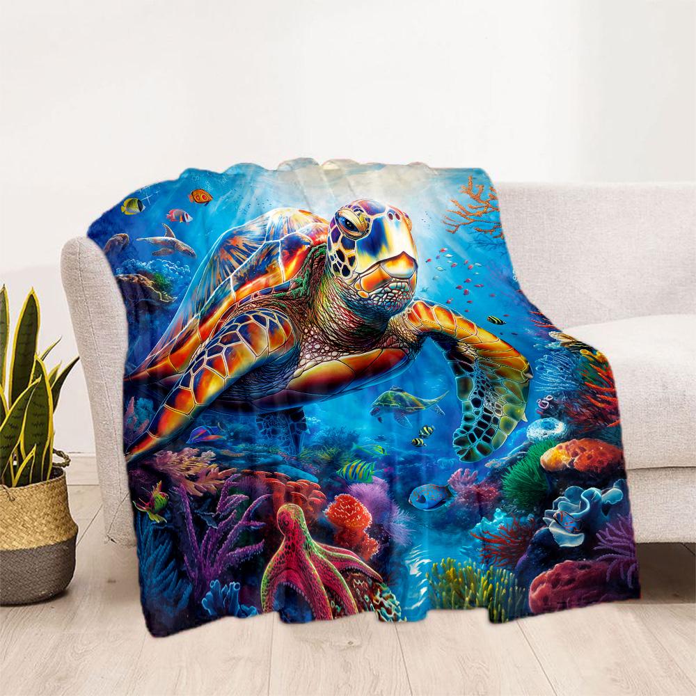 1pc Ocean Life Adventure Blanket Soft and Warm for Sofa Office Camping Travel Livingroom Great Gift for Friends and Family Comfortable