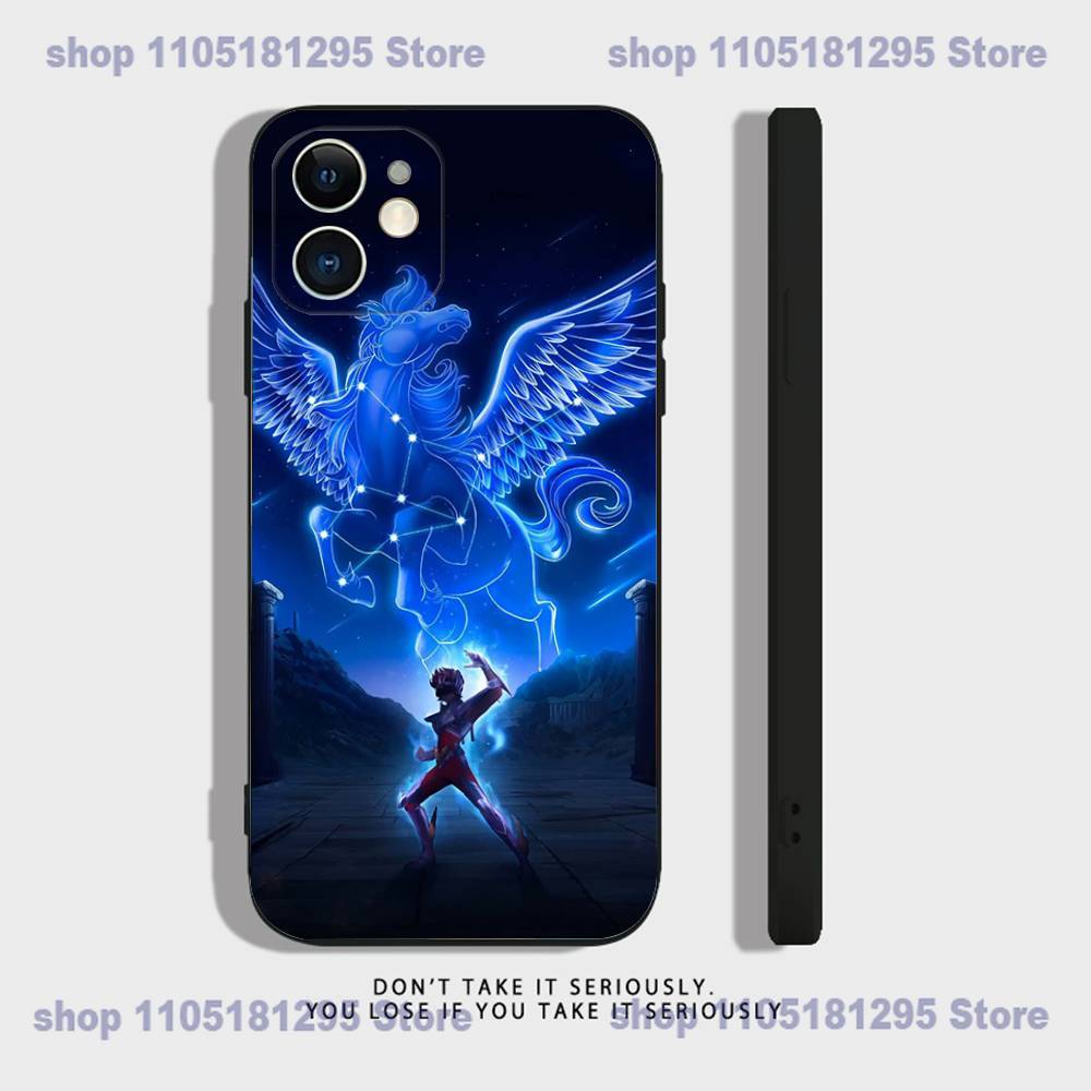 S-Saint Seiya Knights Phone Case For iPhone 17,16,15,14,13,12,11,XR,Pro,XS,Max,XR,Plus,Mini Soft Silicone Black Shockproof