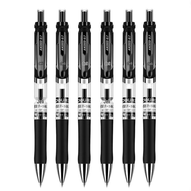 Deli S02 0.7mm Black Retractable Gel Pens (3-box pack)