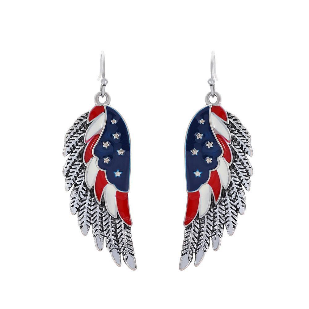 Patriotic Flag Slippers and Earrings - Red, White, and Blue Stripes for American Independence Day