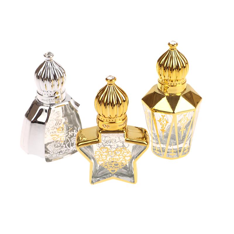 Mini Essential Oil Roller Bottle Crown Shape Perfume Bottling Portable Transparent Travel Electroplated Carve Glass Empty Bottle
