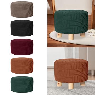 Ottoman Cover Solid Color Foot Stool Cover for Footrest Ottoman Living Room