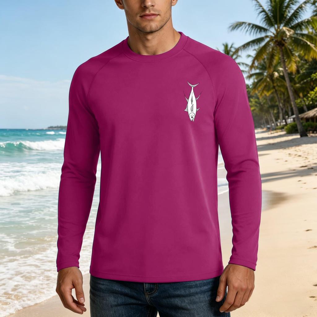 Men's Long Sleeve UPF 50 Plus Sun Protection Shirt Basic Breathable Loose Fit Outdoor Casual T-Shirt with Quick Dry Cooling Fabric