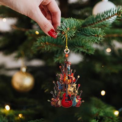2D Acrylic Guitar Christmas Tree Decoration, Home Decoration, Christmas Decoration