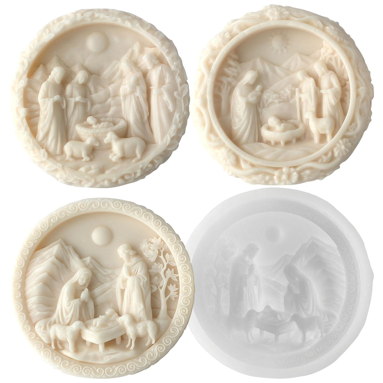 Sturdy Silicone Christ Family Candle Maker Mould With Easy Releases for Artistics Creation