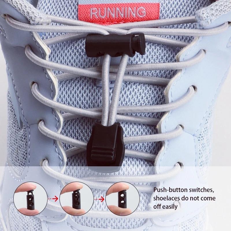 Elastic Laces Sneakers Tennis Lock Shoelaces Without Ties Adult Kids Unisex Round Shoelace Rubber Bands Shoe Accesories 1Pair