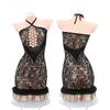 Sexy Hollow Chest Plush Perspective Seduction Sleepwear Sexy Dress Elegant Tank Mini Dress Mesh Lace Sheer Sweet Women Tops 1OW9