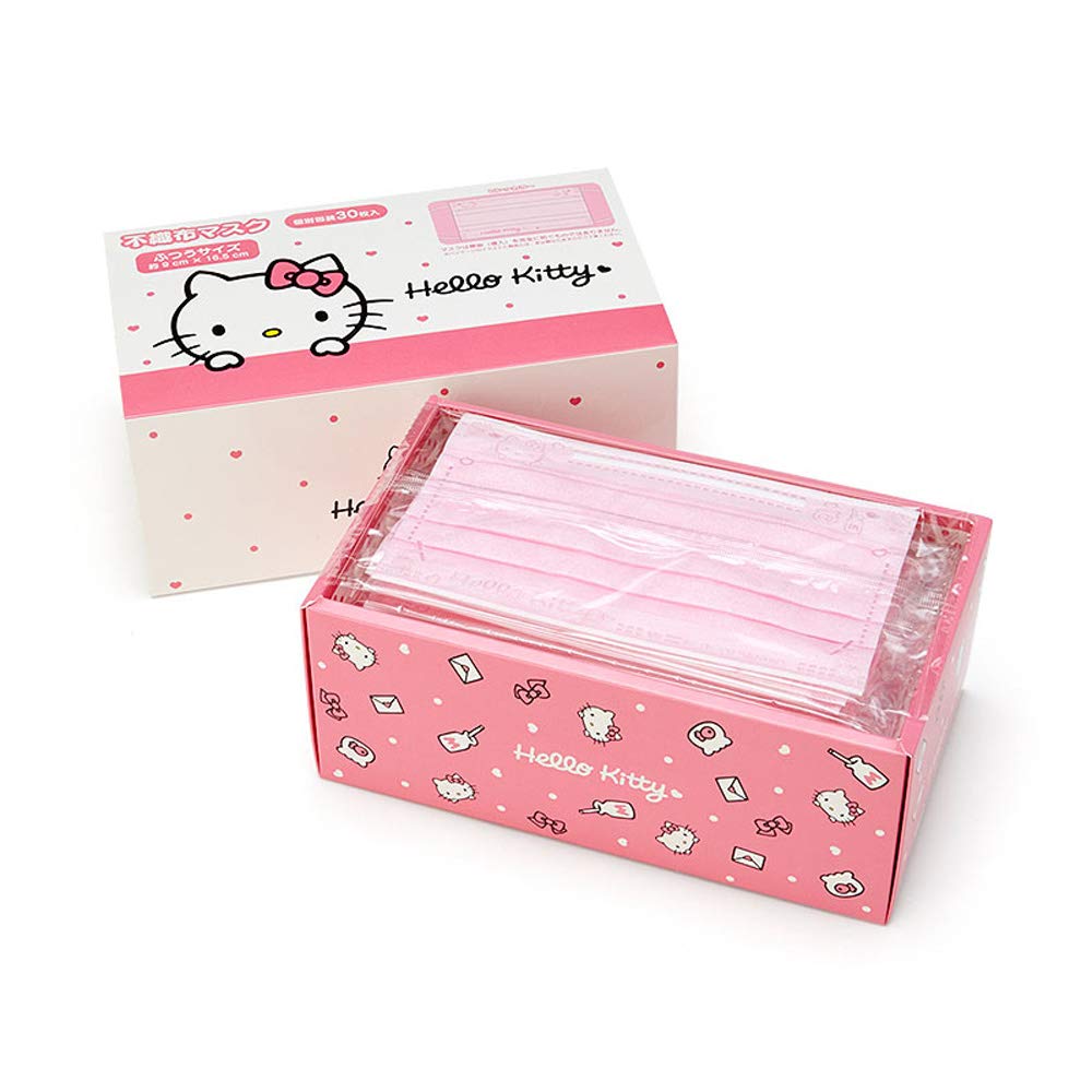 Sanrio Fabric Face Adult 30 Masks per Hello Pleated Individually Character 161713 (SANRIO) Non-woven Masks, Size, Box, Kitty, Type, Wrapped, Design,