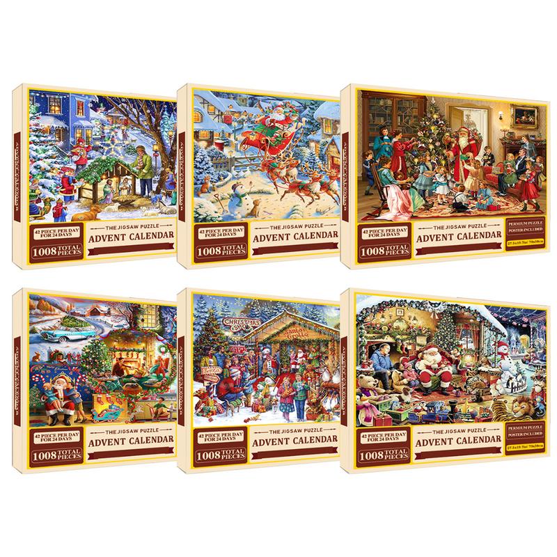 Christmas Advent Puzzle Calendar 2024 Creative Christmas Advent Calendar Adults 1008 Pieces Jigsaw 24 Days Christmas Countdown