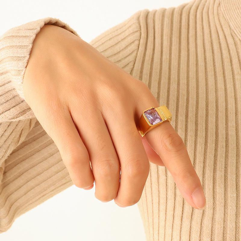 

Красочное циркониевое кольцо из титановой стали, покрытое 18-каратным золотом, для женщин Size 7