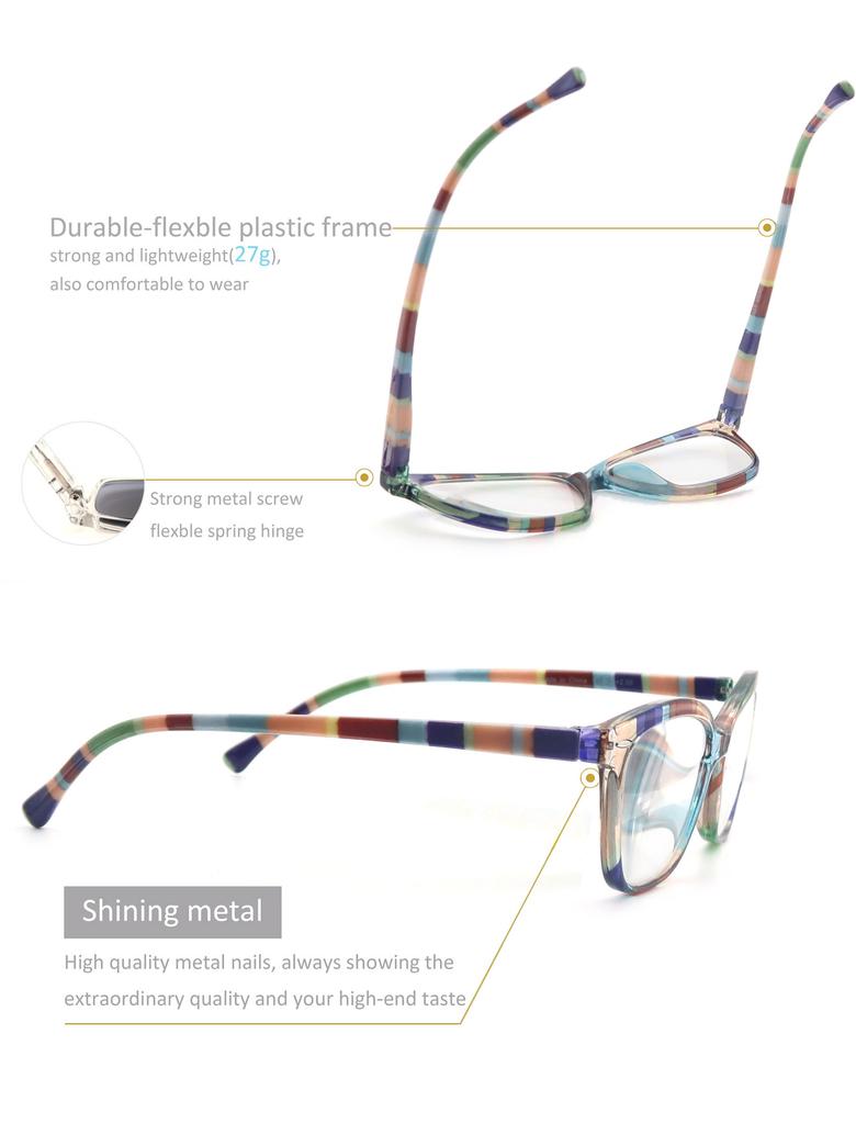 Cat Eye Colorful Reading Glasses For WomenClassic Oval Frame Flexble Spring HingeComfortable Readers Eyeglasses With Diopters