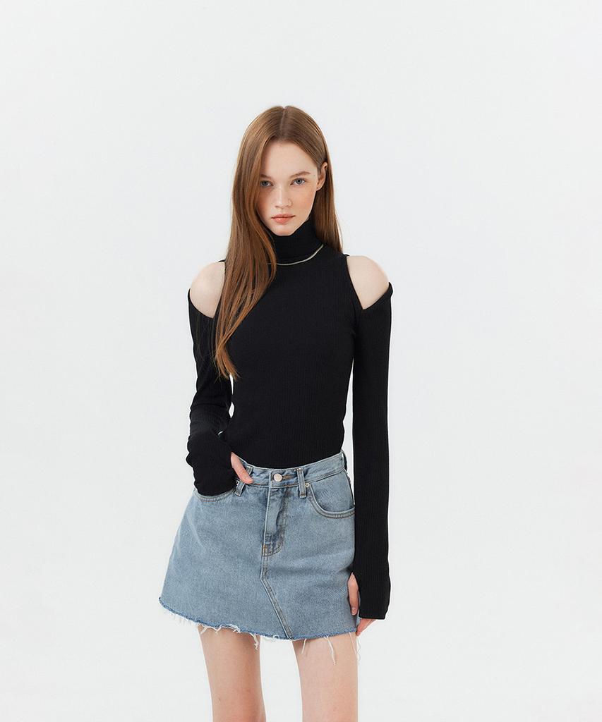 Potipo [W] Damaged Cut Denim Short Skirt